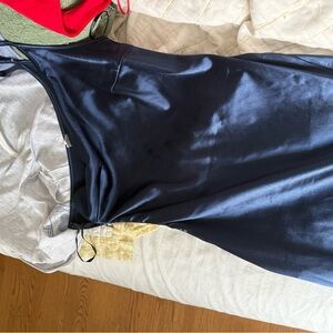 Sleek Navy Blue Satin Dress